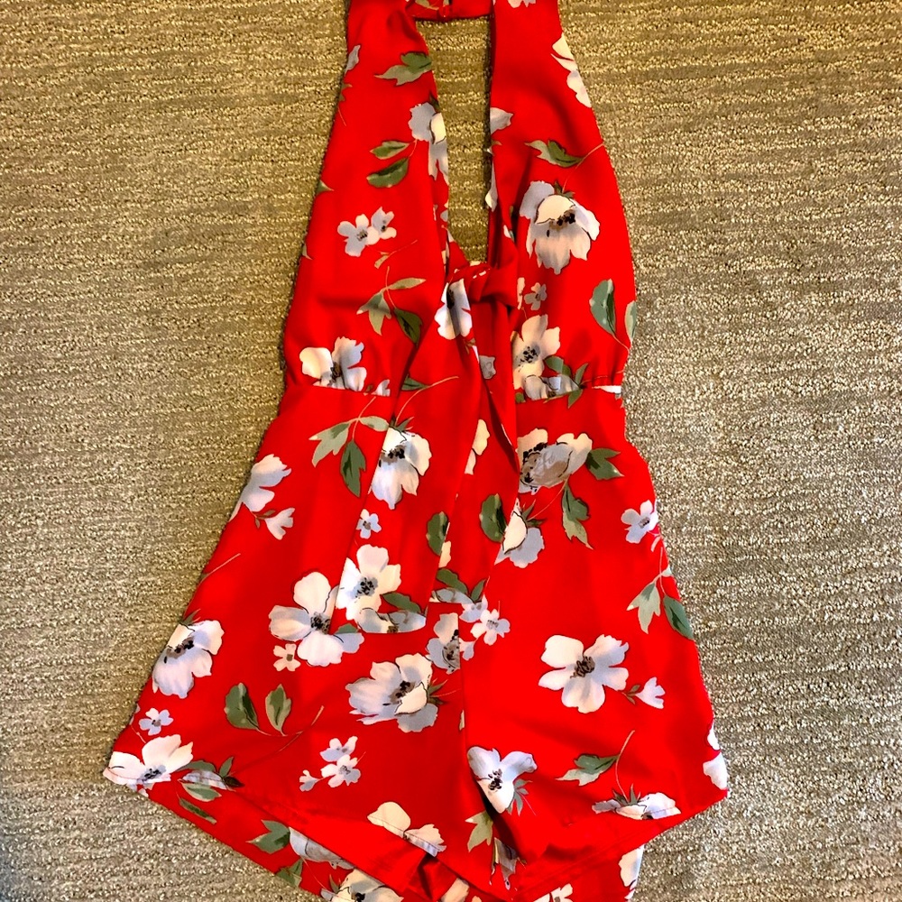 LUSH Floral Red Romper